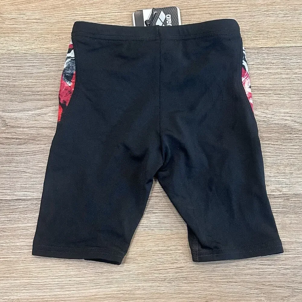 Arena NWT Boys Stormy Swim Jammer Youth 22 Black Red Training Swimsuit Shorts